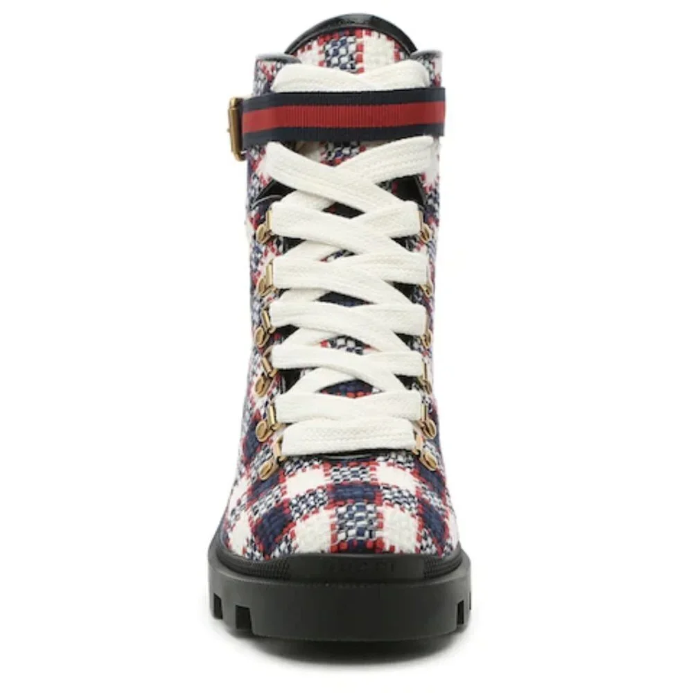 NIB Gucci Trip 40 Bootie in Plaid Tweed Sz. 34.5 (4.5)